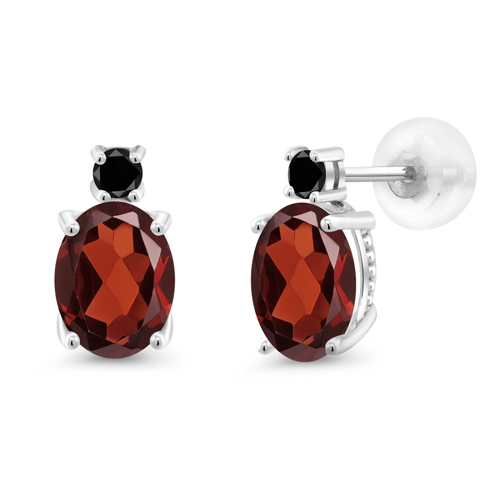 Garnet - January_Earrings in 14K White Gold