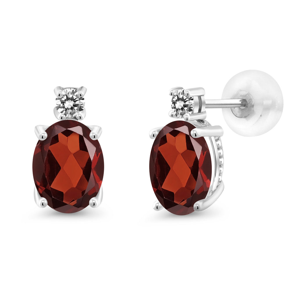 Garnet - January_Earrings in 14K White Gold