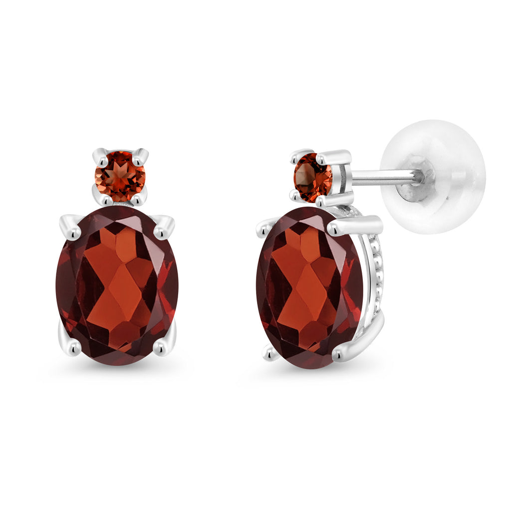 Garnet - January_Earrings in 14K White Gold