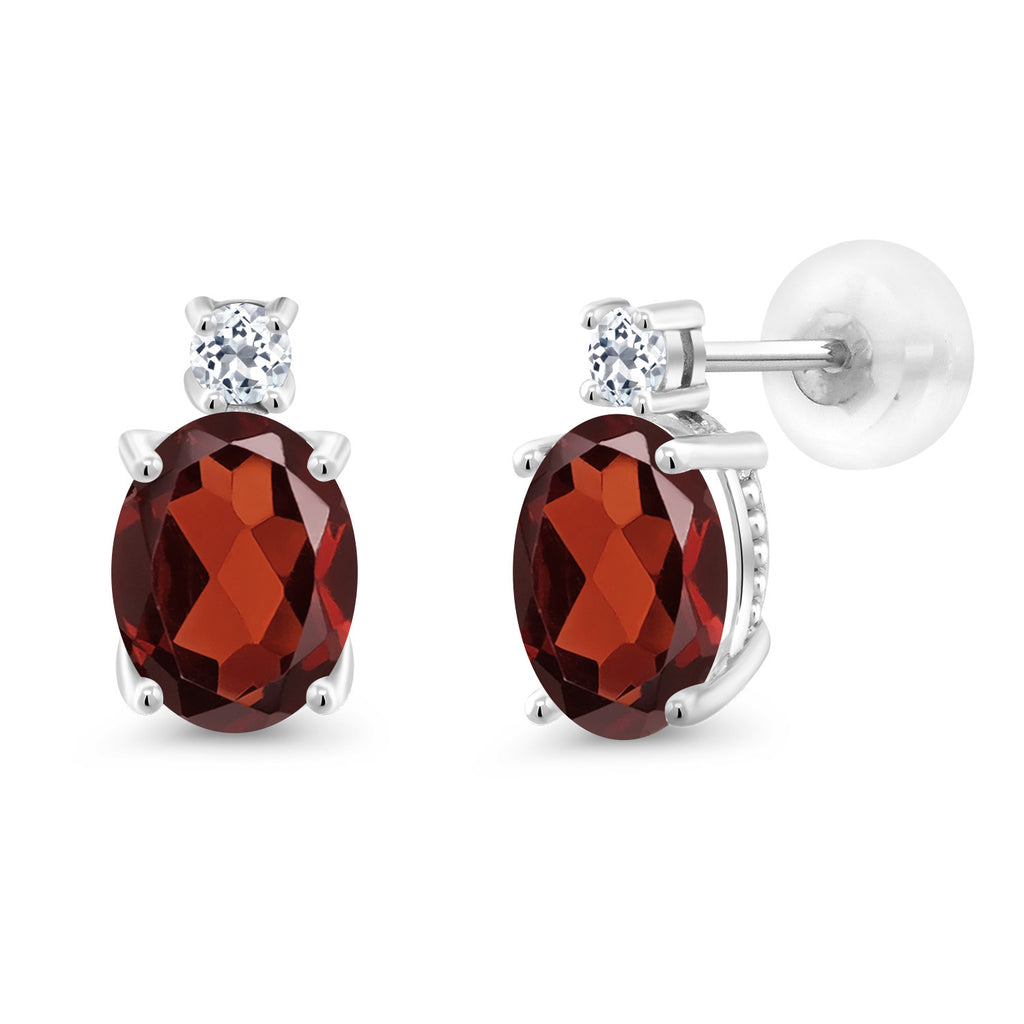 Garnet - January_Earrings in 14K White Gold