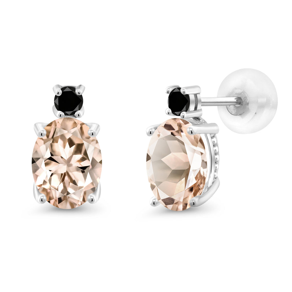Morganite - October_Earrings in 14K White Gold