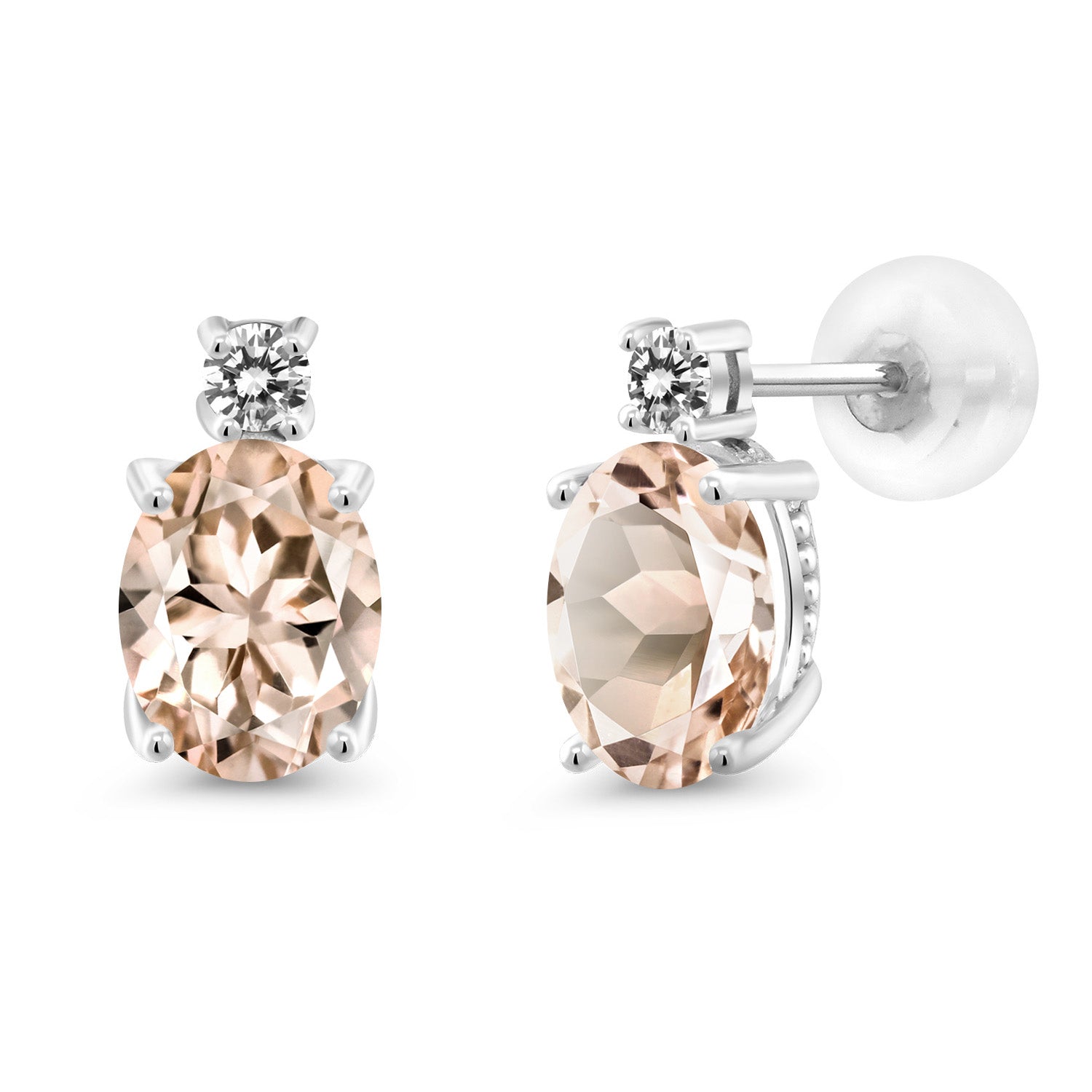 Morganite - October_Earrings in 14K White Gold