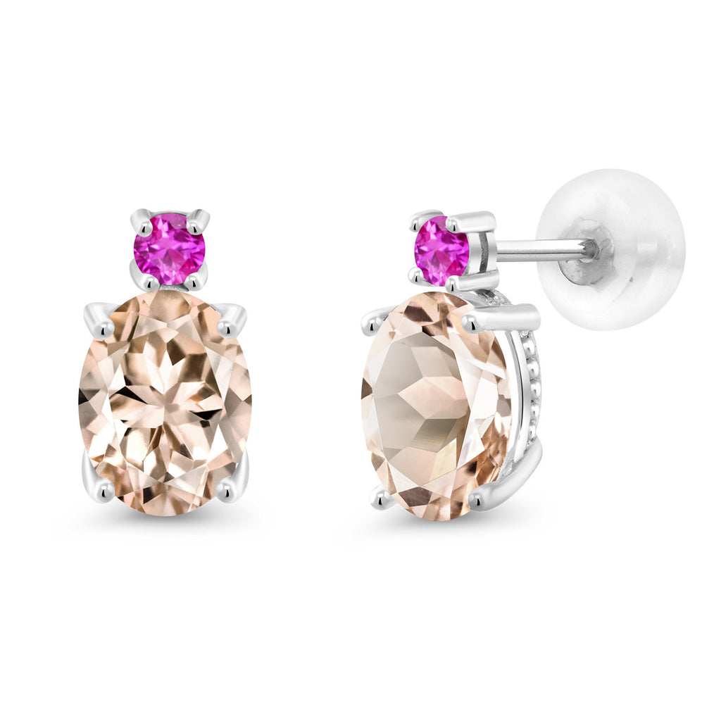 Morganite - October_Earrings in 14K White Gold