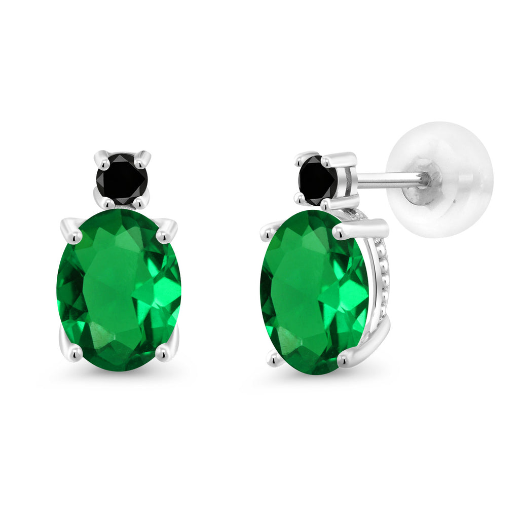 Nano Emerald - May_Earrings in 14K White Gold
