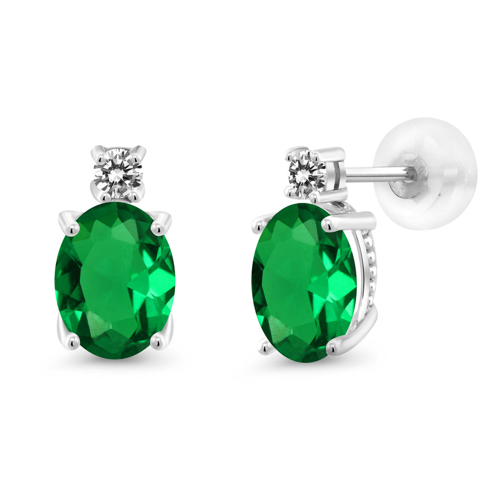 Nano Emerald - May_Earrings in 14K White Gold