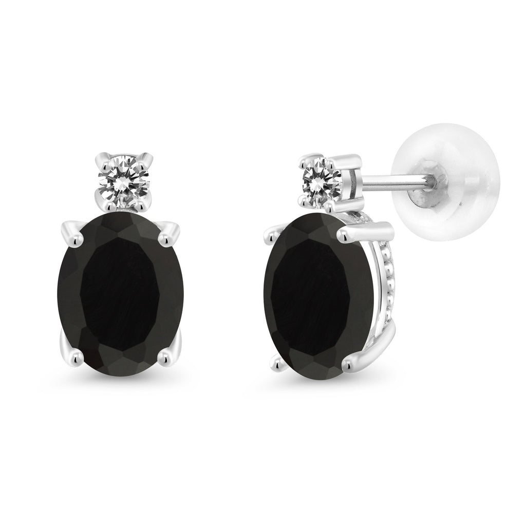 Onyx - December_Earrings in 14K White Gold