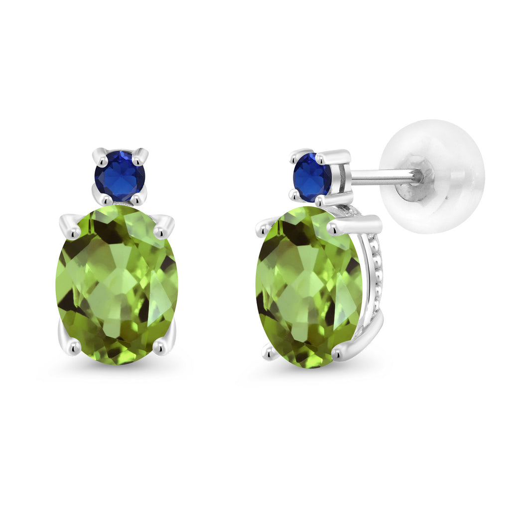 Peridot - August_Earrings in 14K White Gold