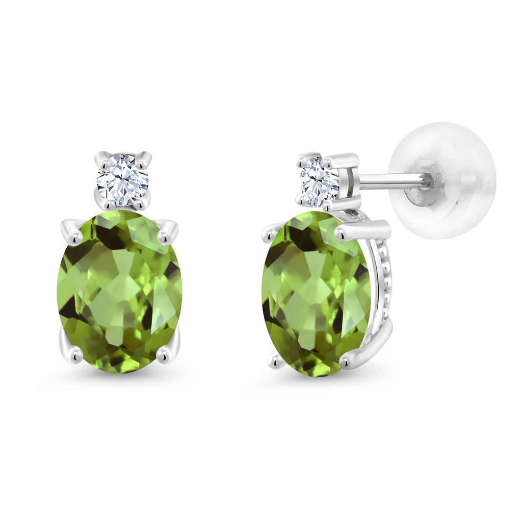 Peridot - August_Earrings in 14K White Gold