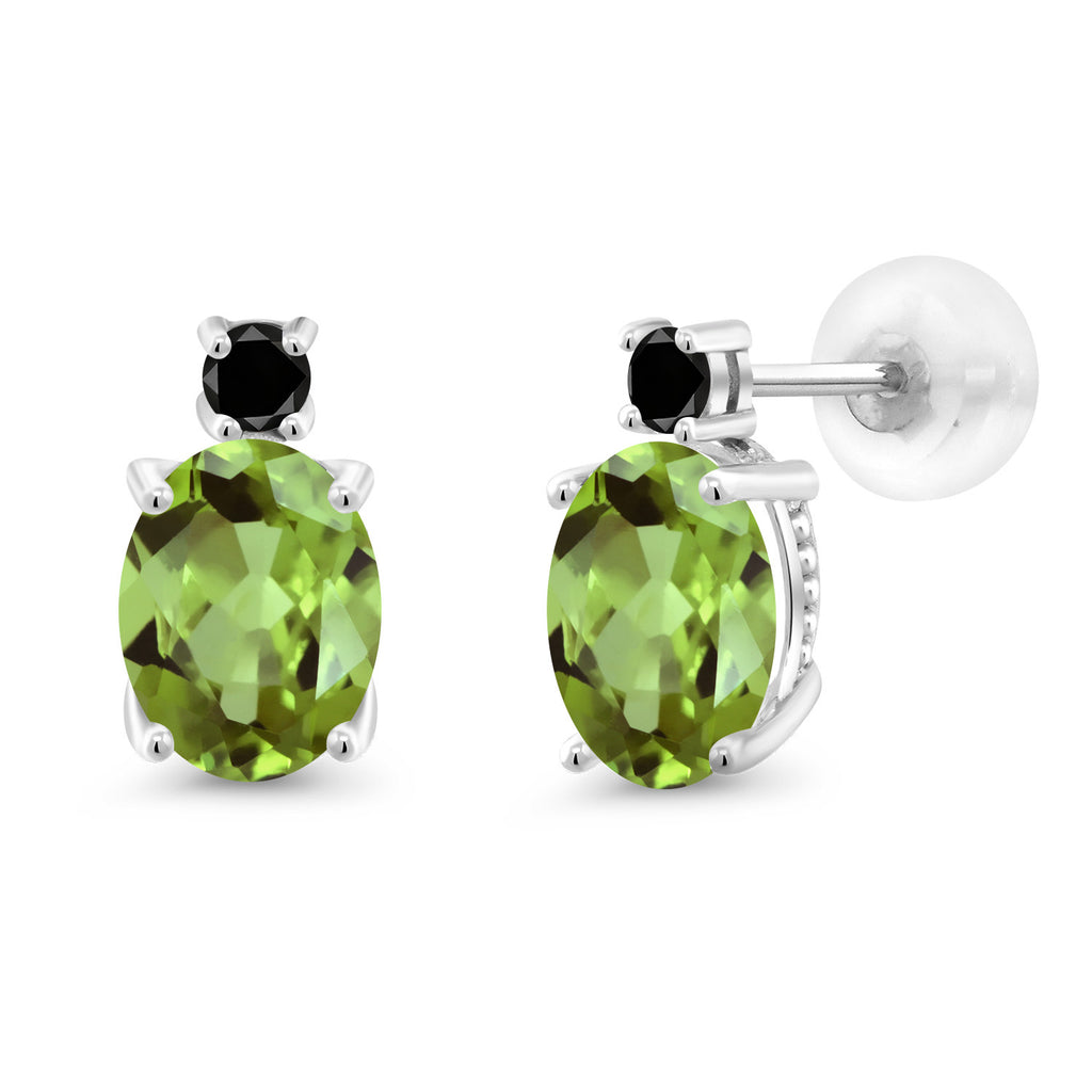 Peridot - August_Earrings in 14K White Gold