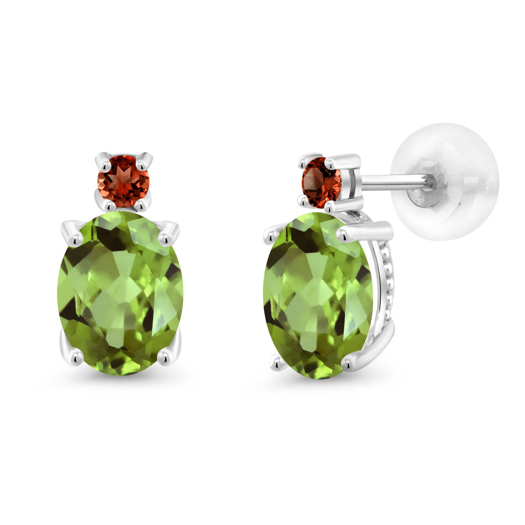 Peridot - August_Earrings in 14K White Gold