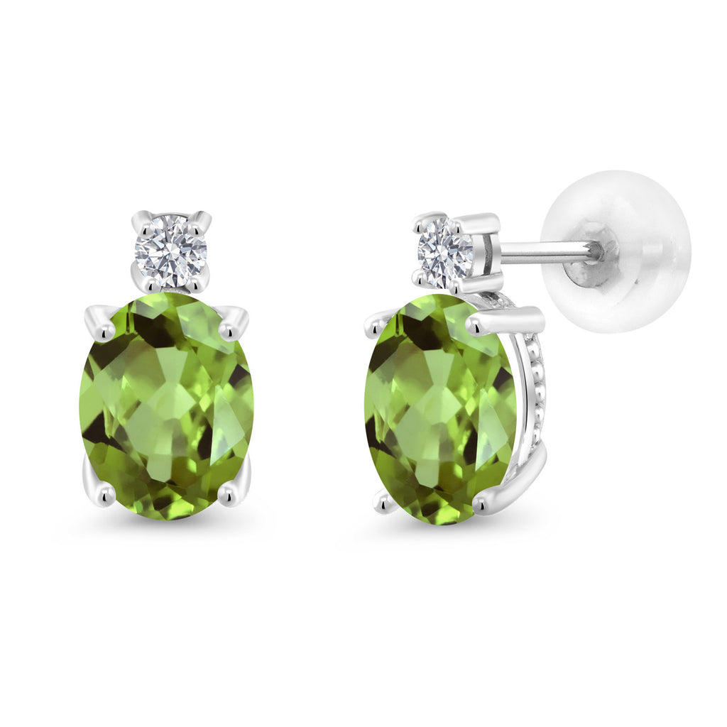 Peridot - August_Earrings in 14K White Gold