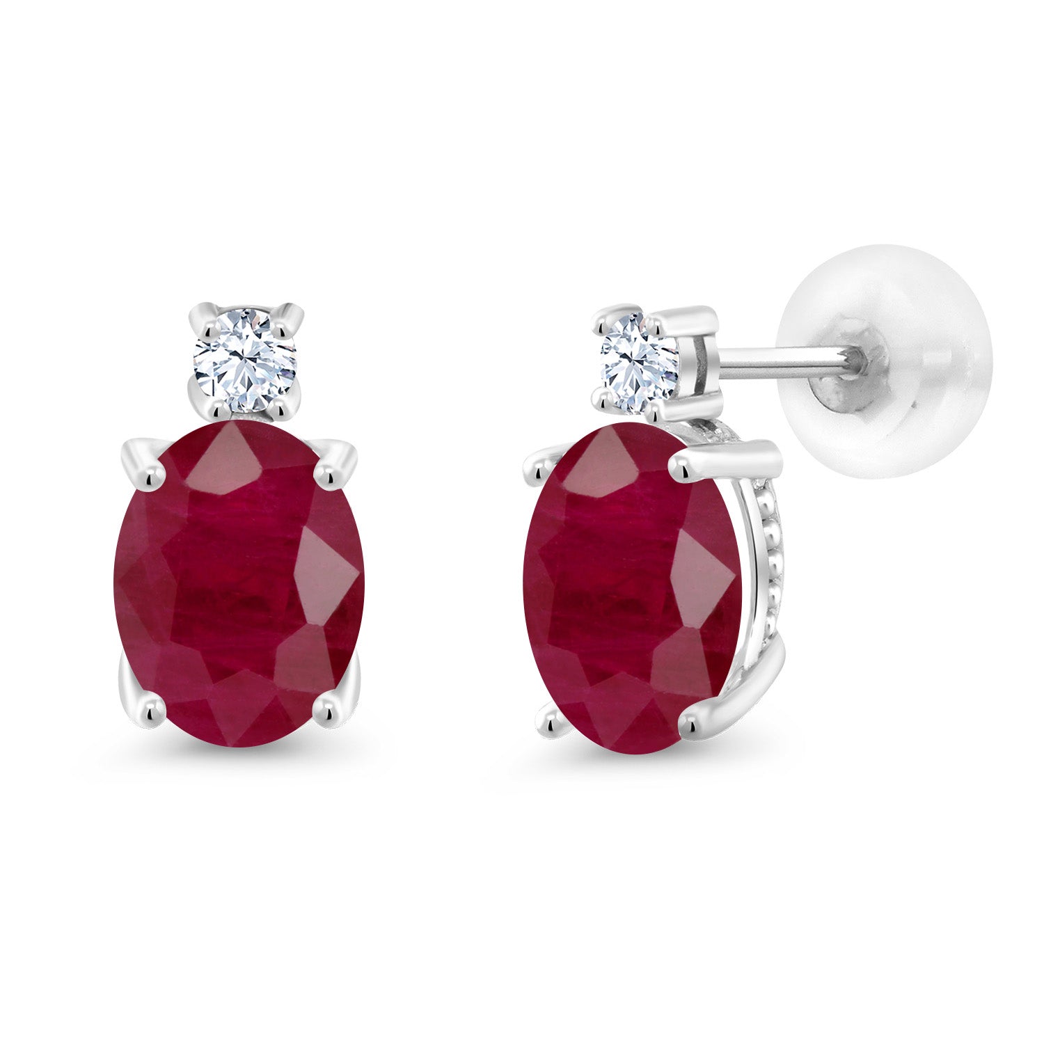 Ruby - July_Earrings in 14K White Gold