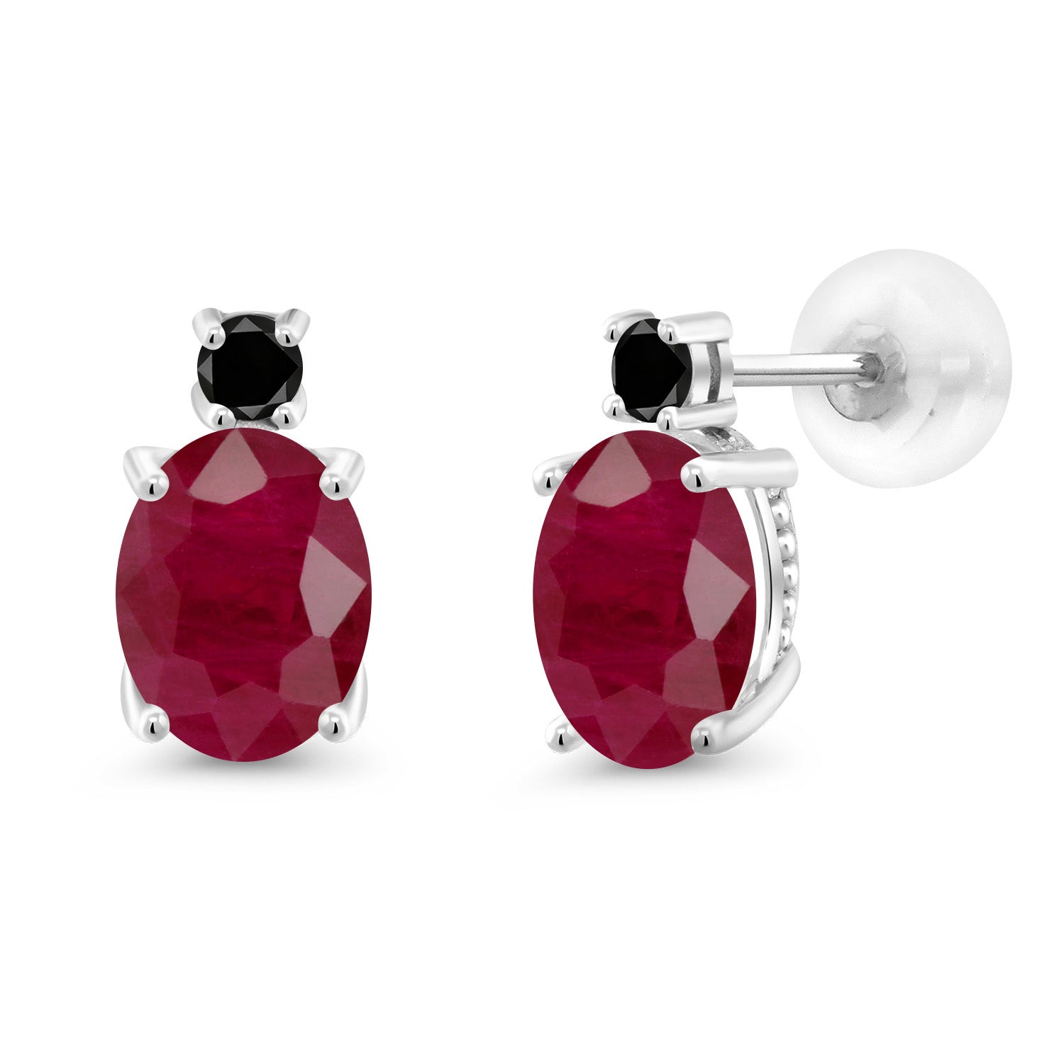 Ruby - July_Earrings in 14K White Gold