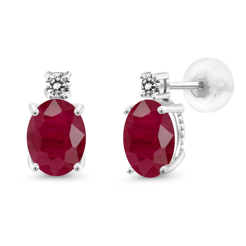 Ruby - July_Earrings in 14K White Gold