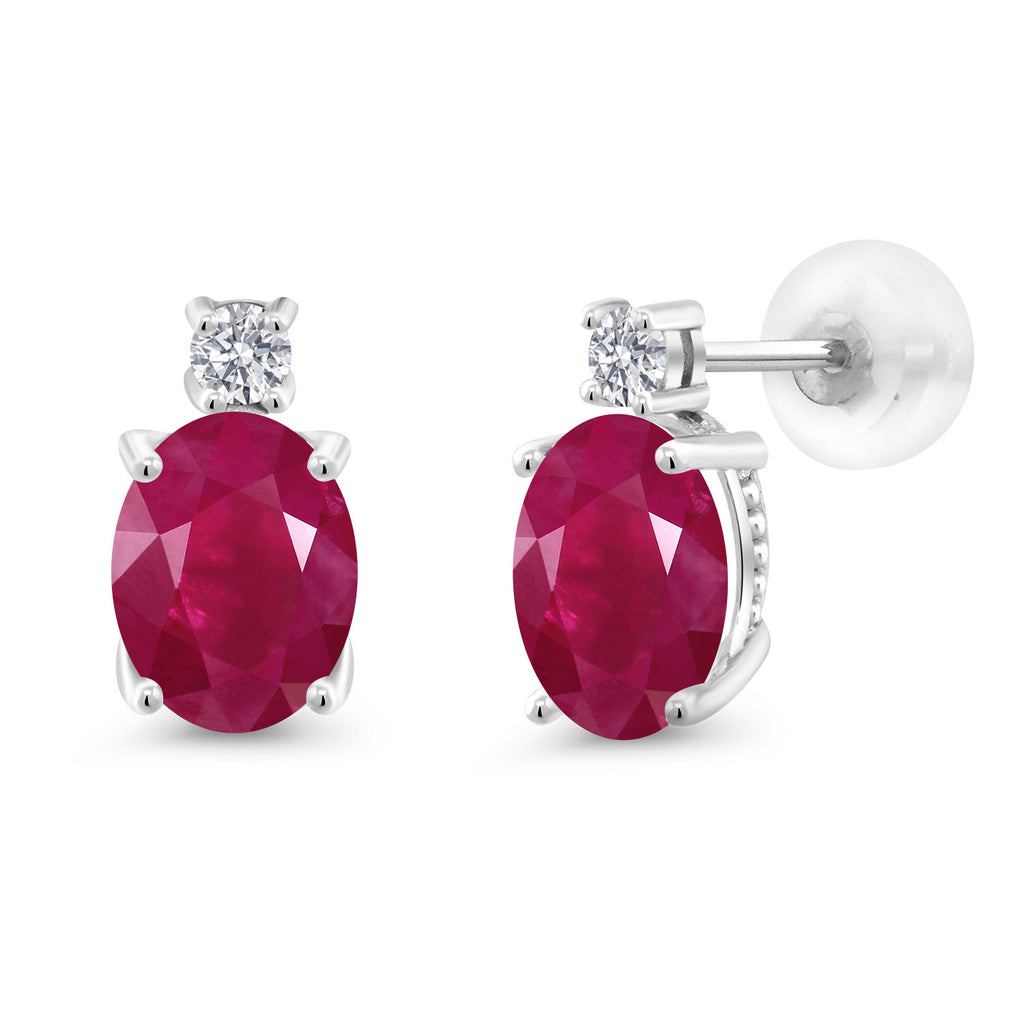 Ruby - July_Earrings in 14K White Gold