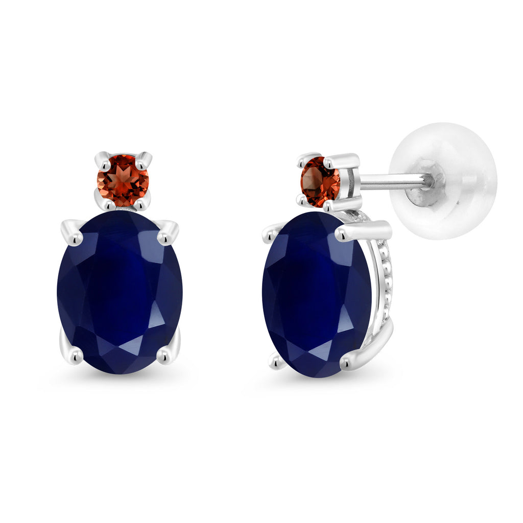 Blue Sapphire - September_Earrings in 14K White Gold