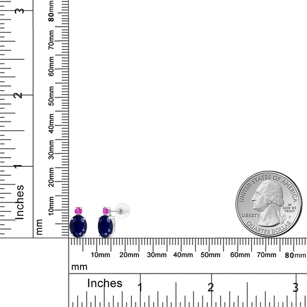 Blue and Pink_Earrings in 14K White Gold