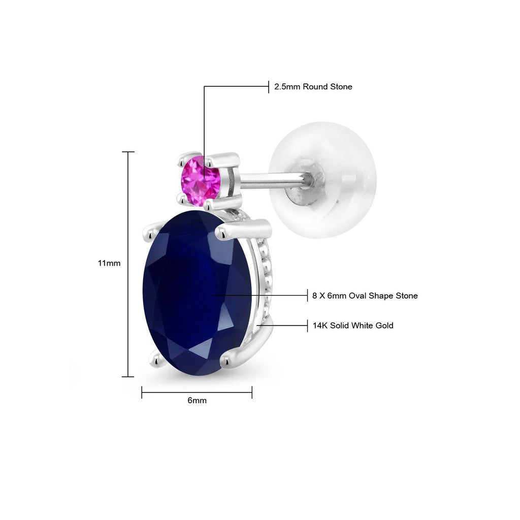 Blue and Pink_Earrings in 14K White Gold