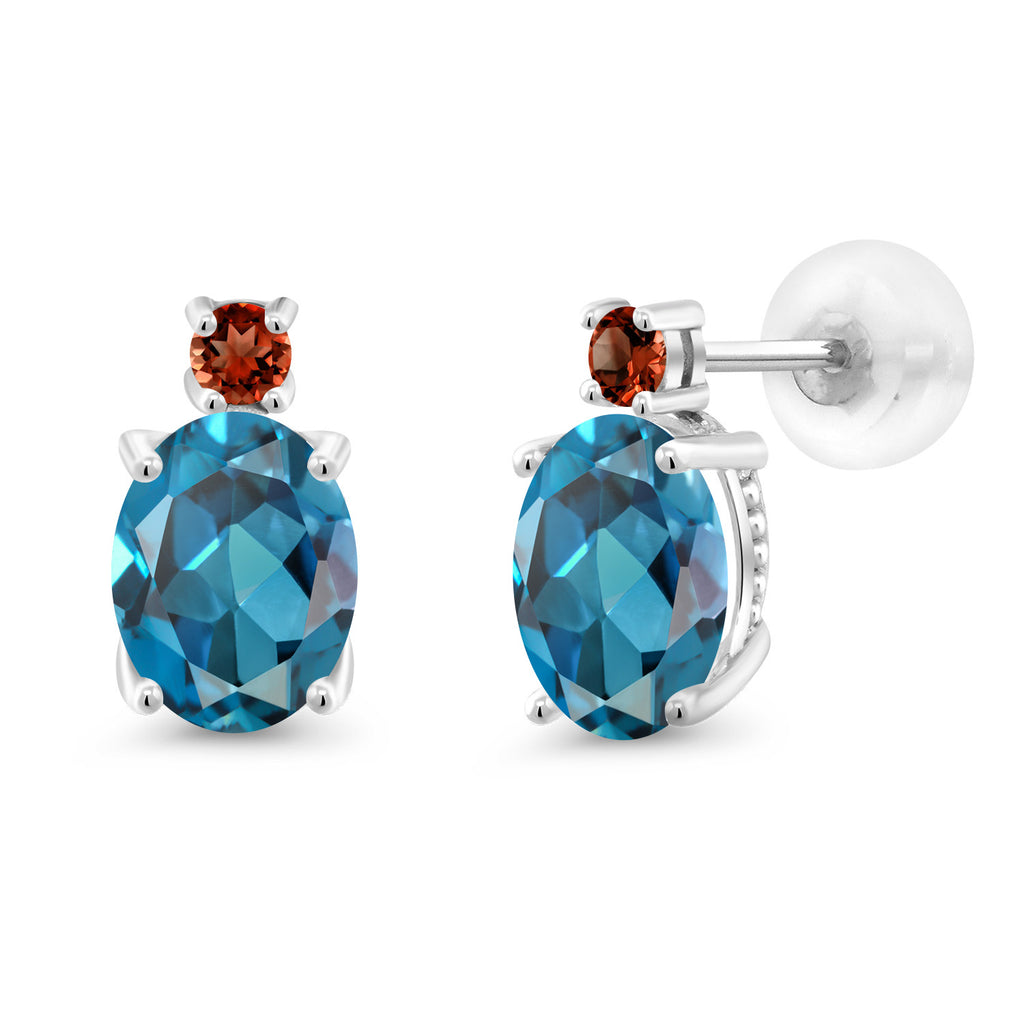 London Blue Topaz - November_Earrings in 14K White Gold