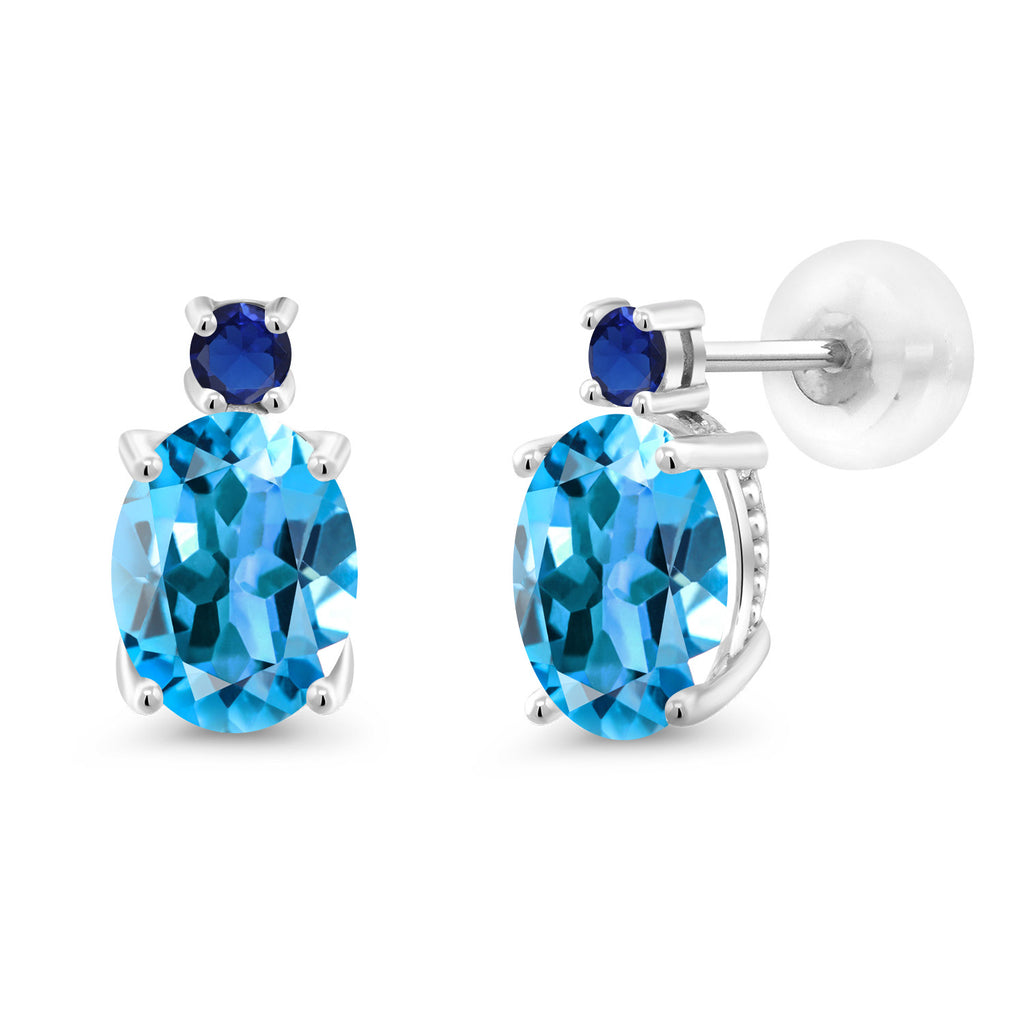 Swiss Blue Topaz - November_Earrings in 14K White Gold