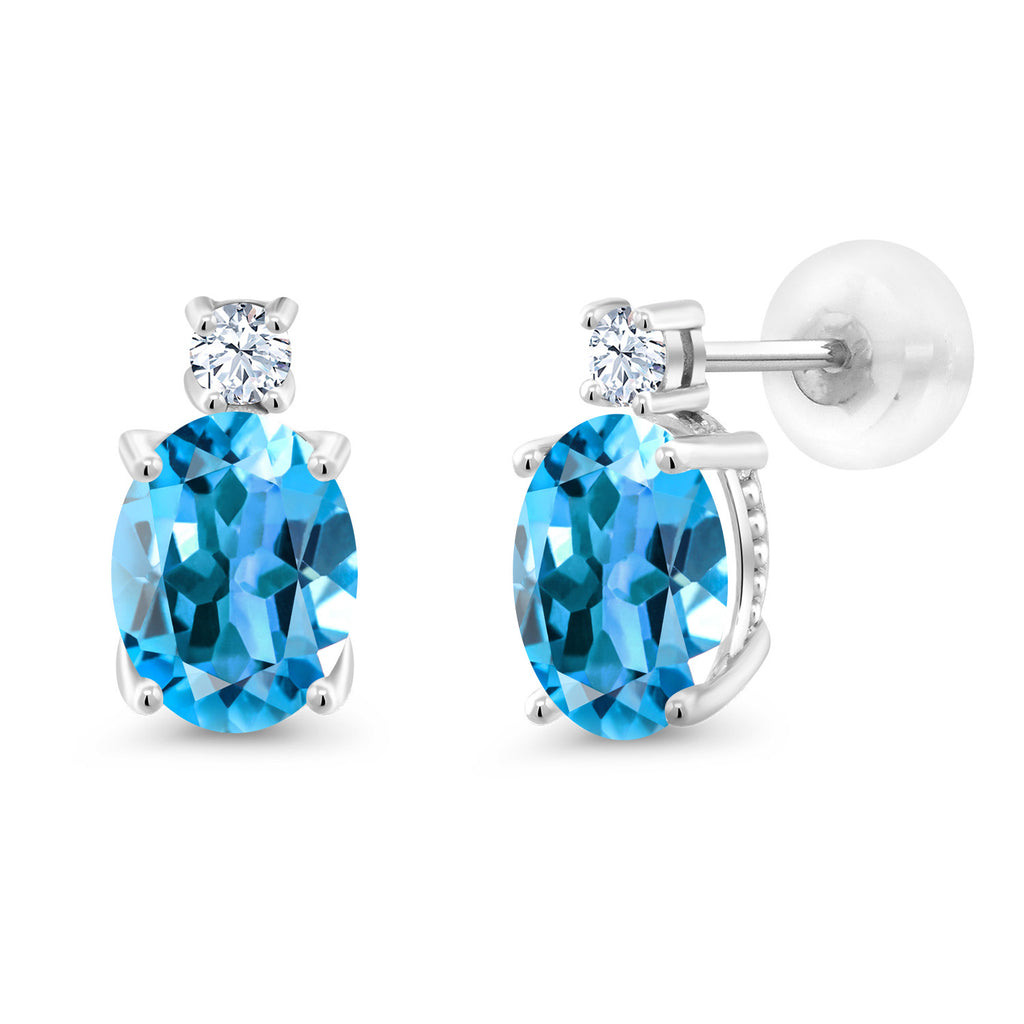 Swiss Blue Topaz - November_Earrings in 14K White Gold