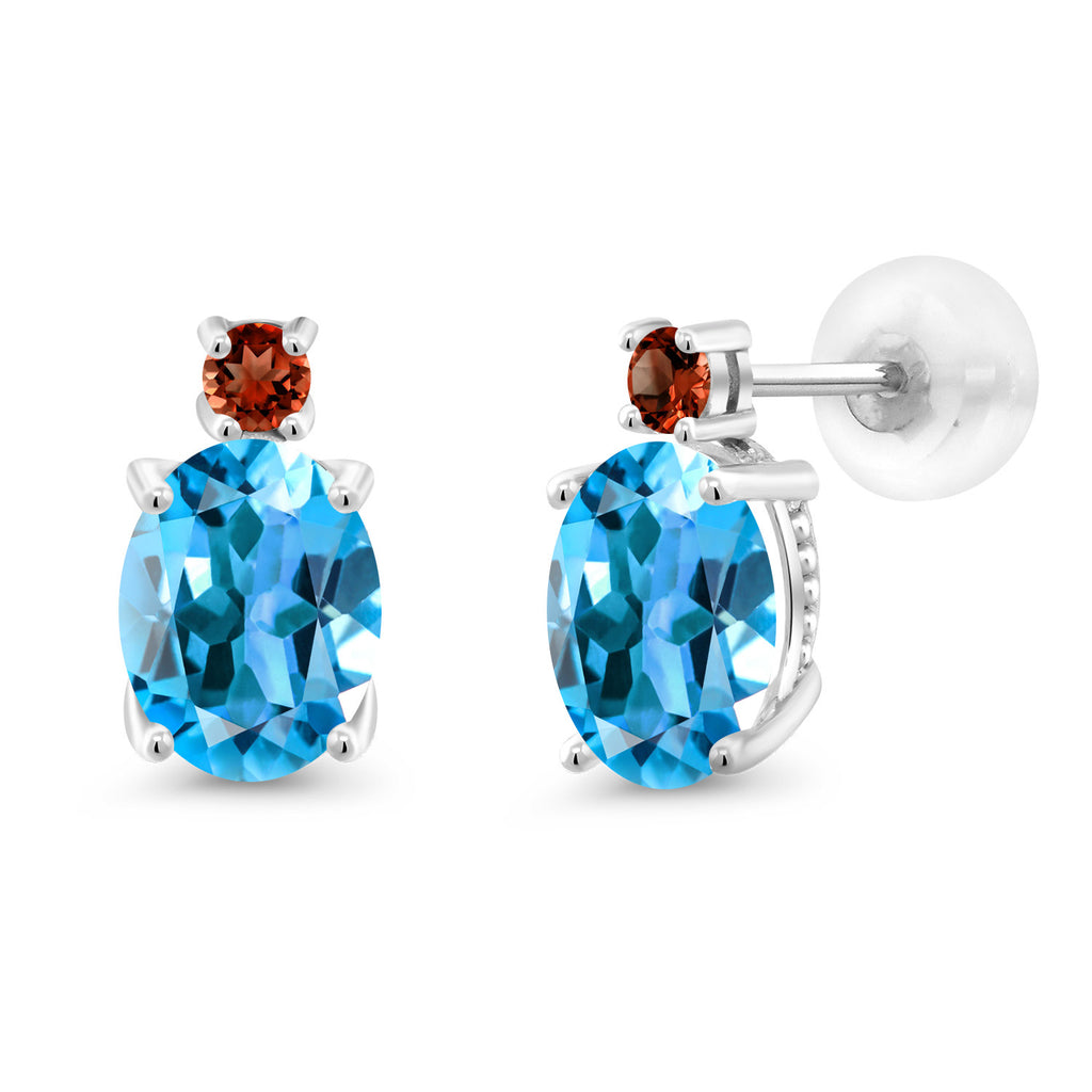 Swiss Blue Topaz - November_Earrings in 14K White Gold