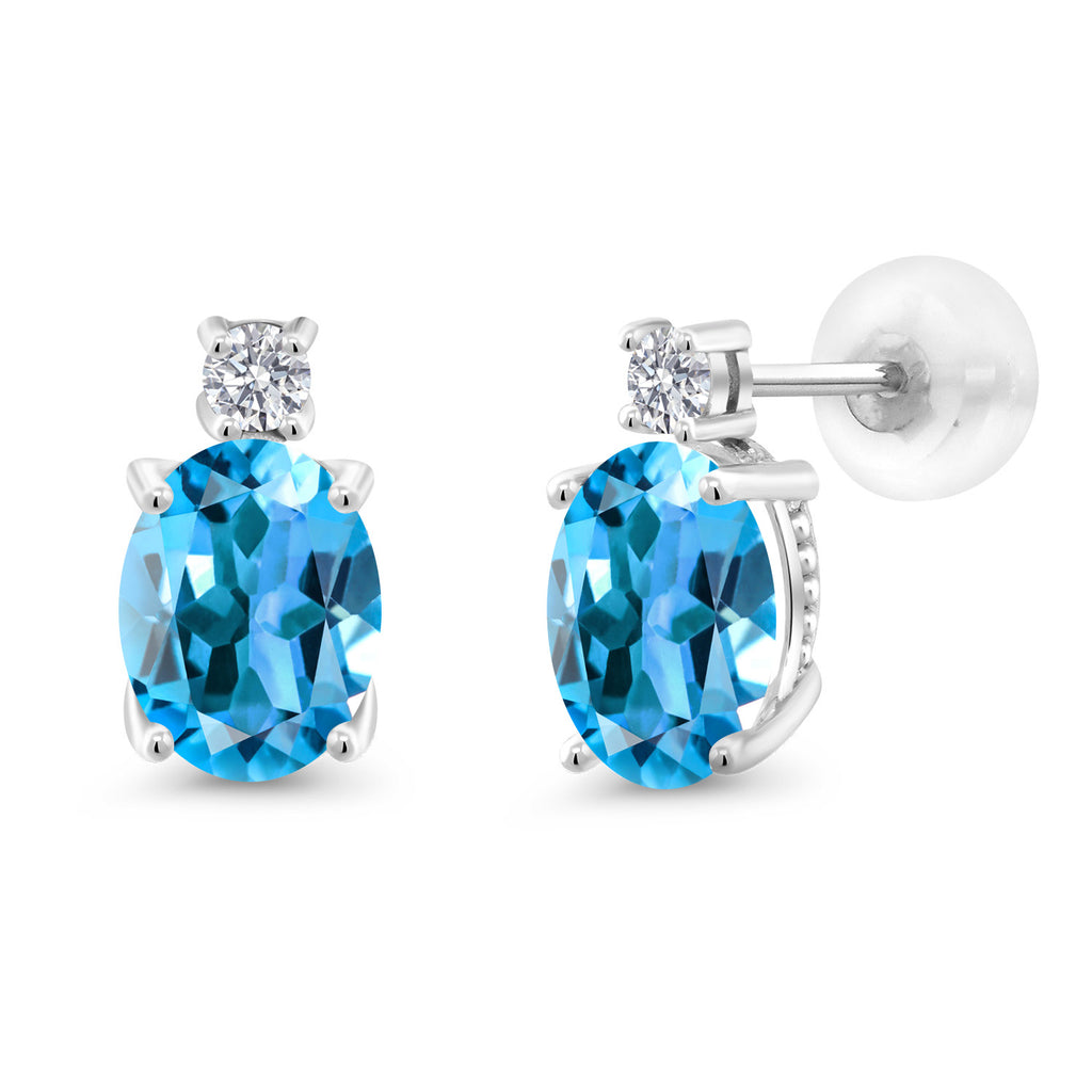 Swiss Blue Topaz - November_Earrings in 14K White Gold