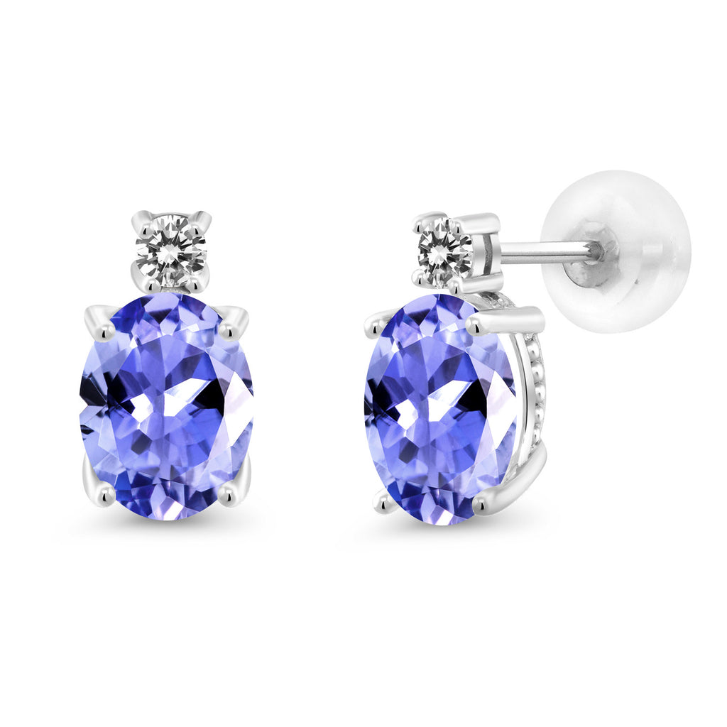 Tanzanite - December_Earrings in 14K White Gold