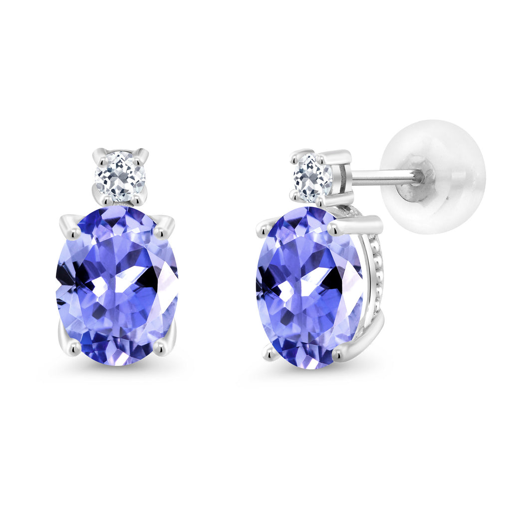 Tanzanite - December_Earrings in 14K White Gold