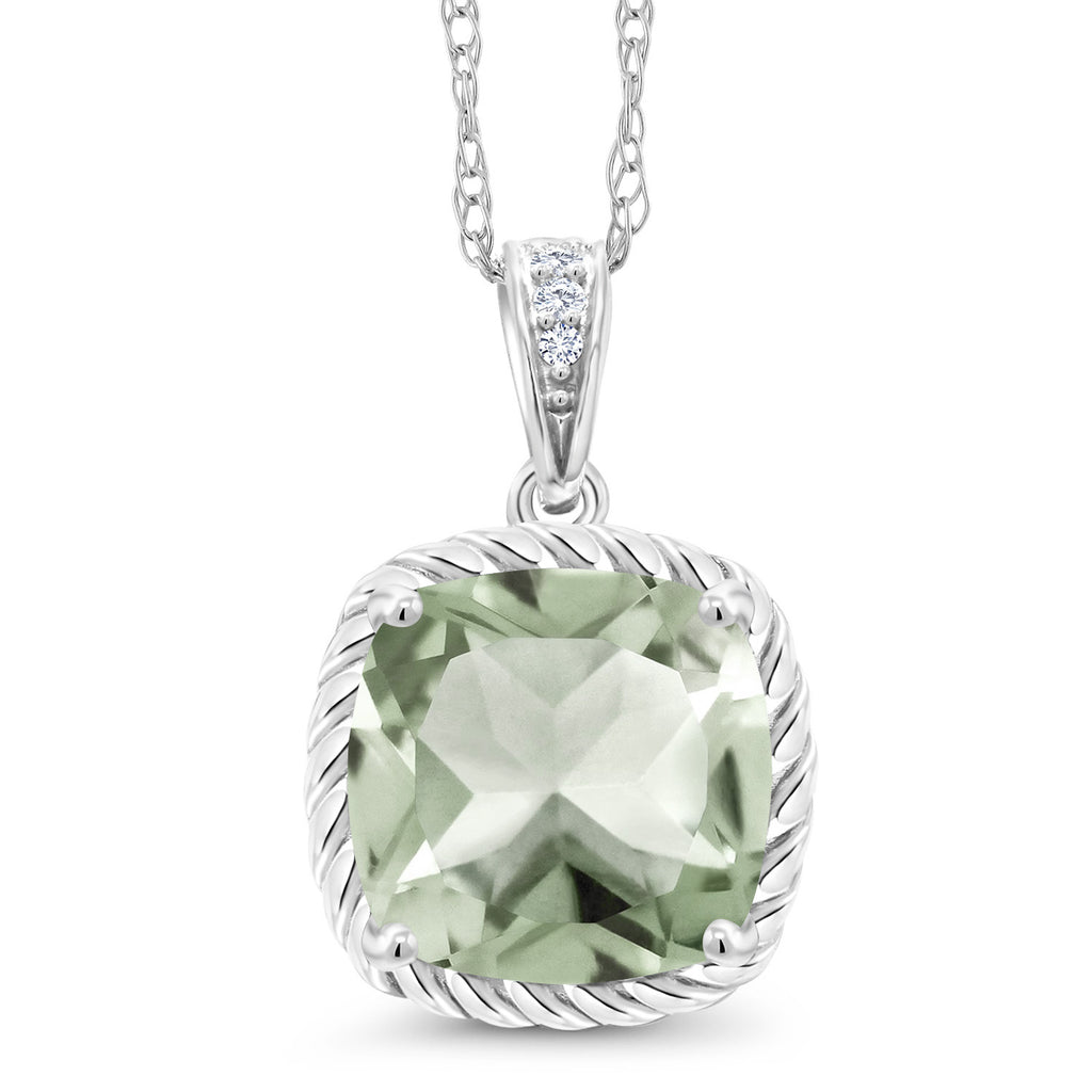 Prasiolite_Pendant in 10K White Gold