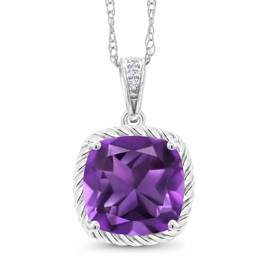 Amethyst - February_Pendant in 10K White Gold
