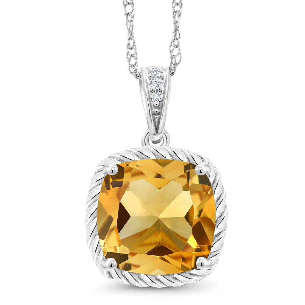 Citrine - November_Pendant in 10K White Gold