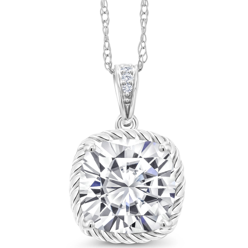 White Moissanite - April_Pendant in 10K White Gold