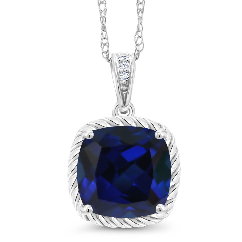 Created Sapphire - September_Pendant in 10K White Gold