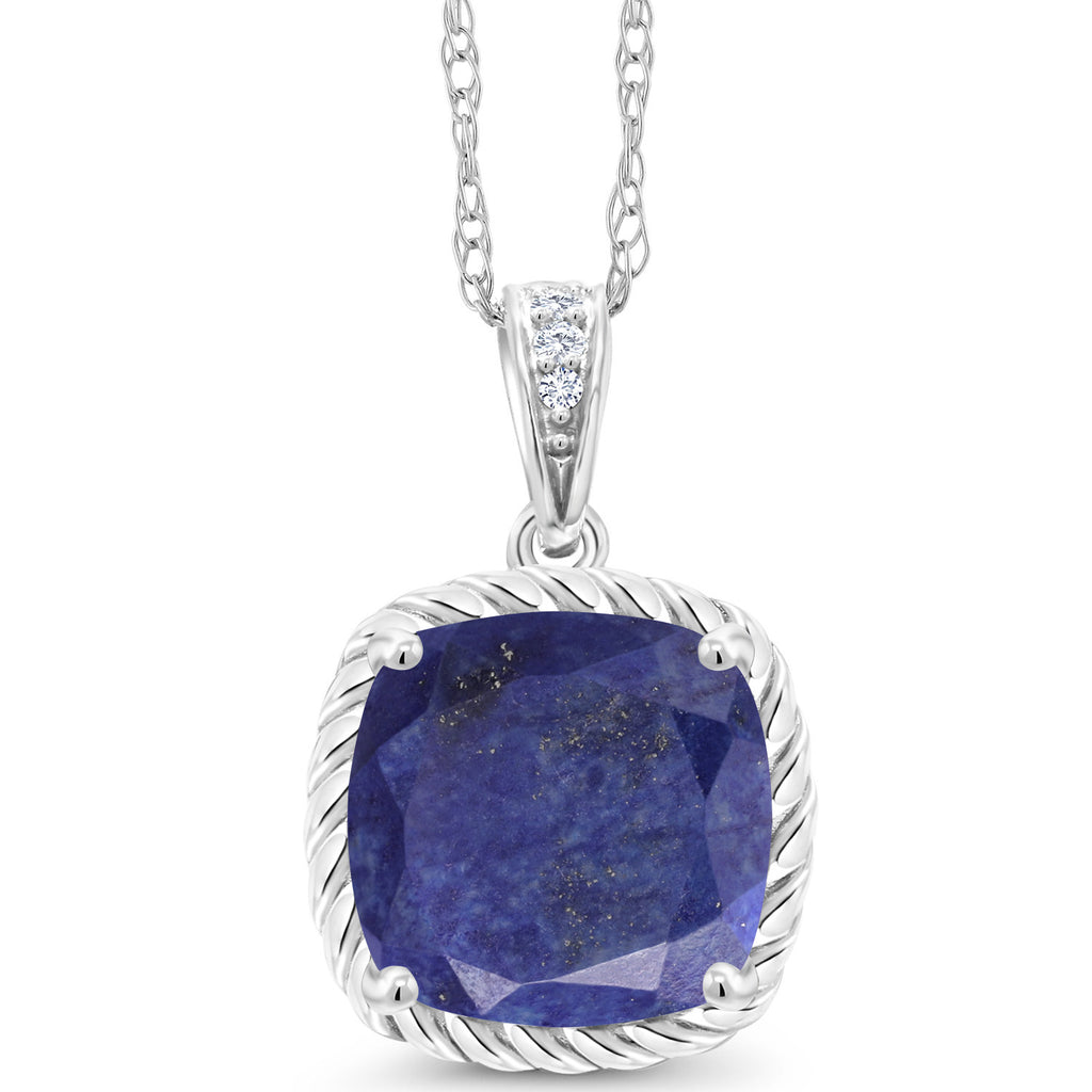 Lapis_Pendant in 10K White Gold