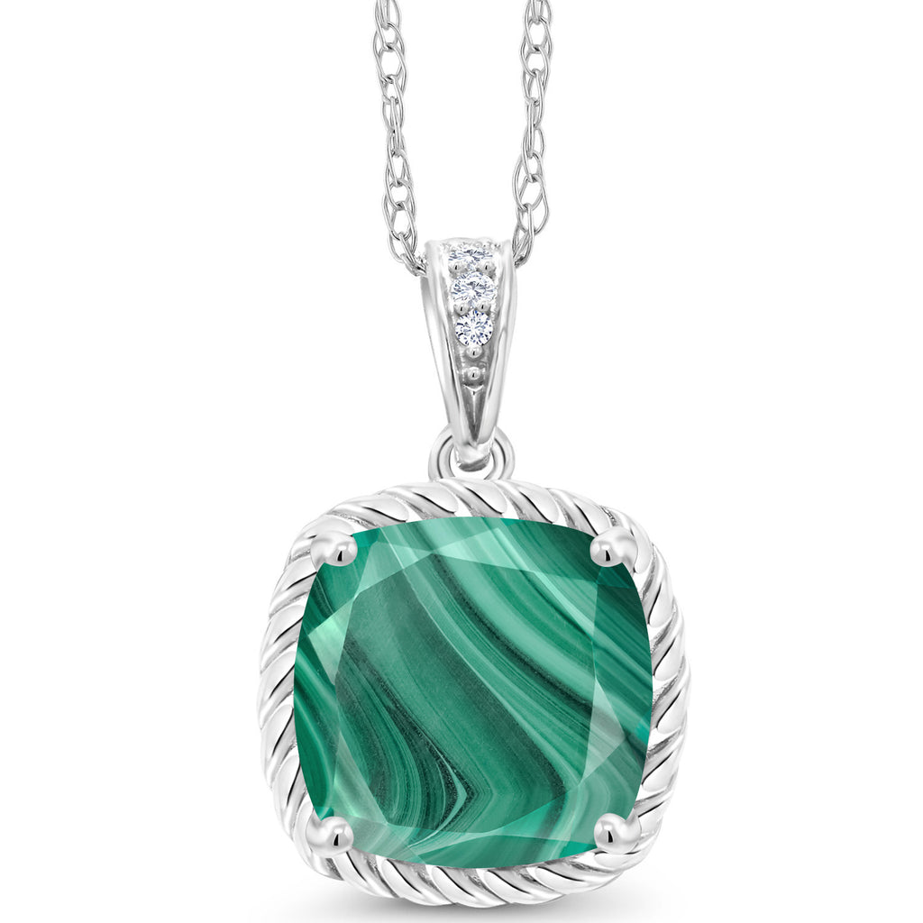 Malachite_Pendant in 10K White Gold