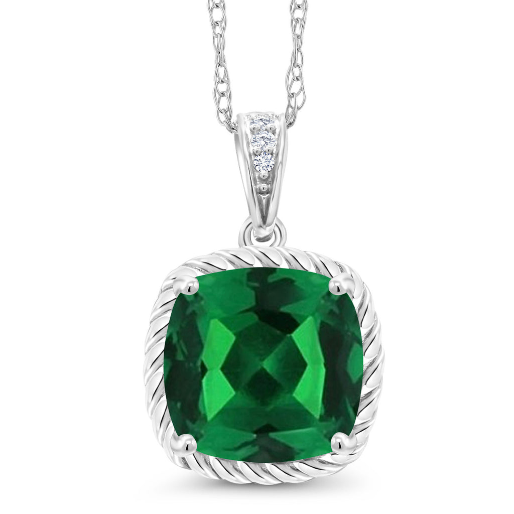 Nano Emerald - May_Pendant in 10K White Gold