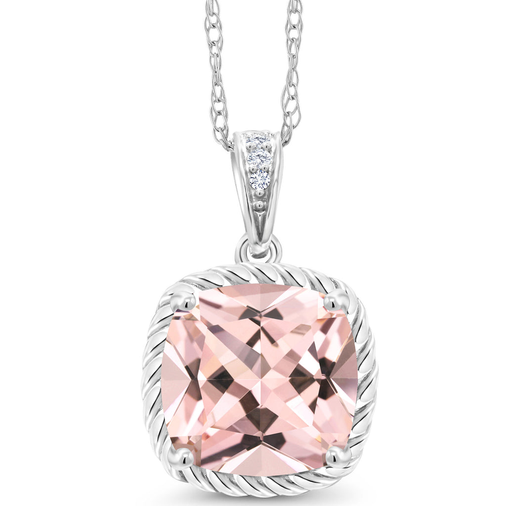 Nano Morganite - October_Pendant in 10K White Gold