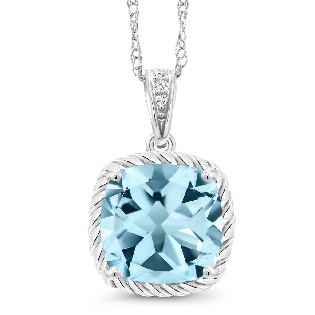 Sky Blue Topaz - November_Pendant in 10K White Gold