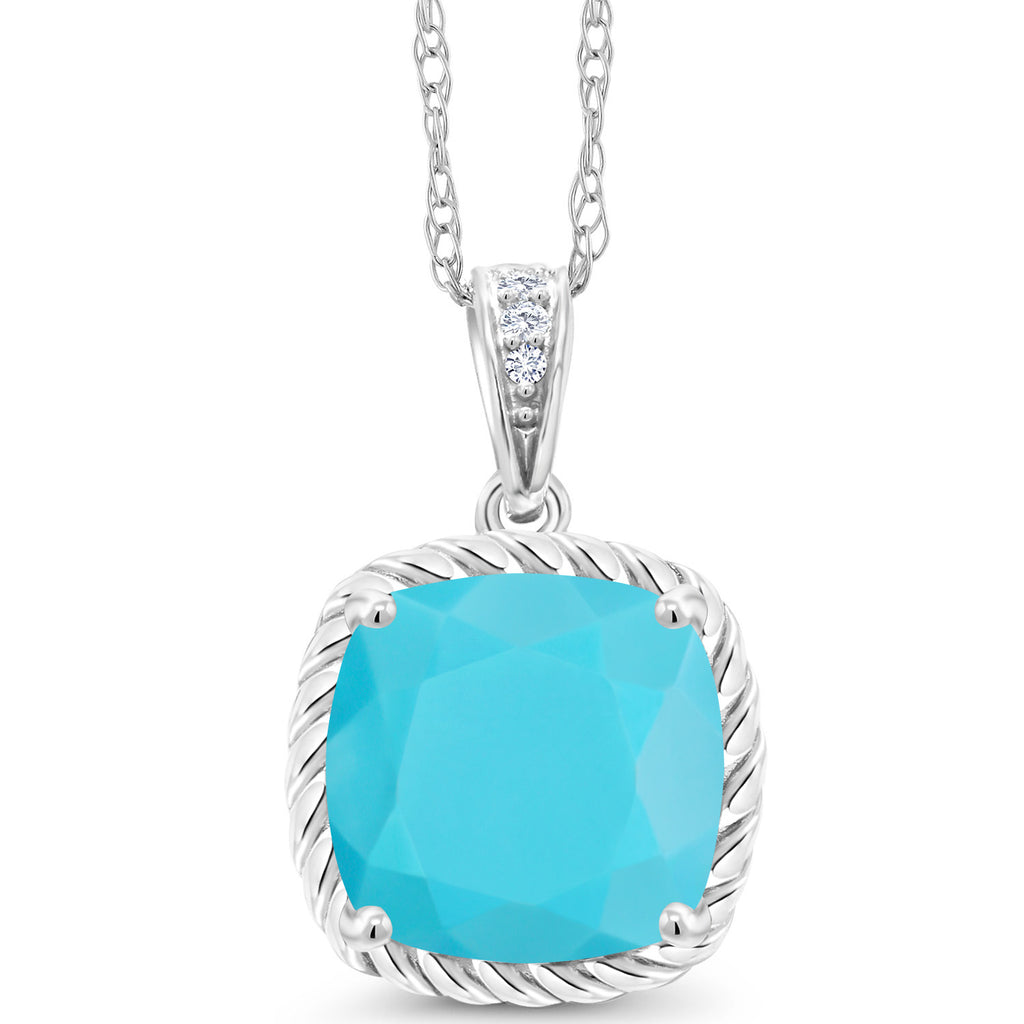 Turquoise_Pendant in 10K White Gold