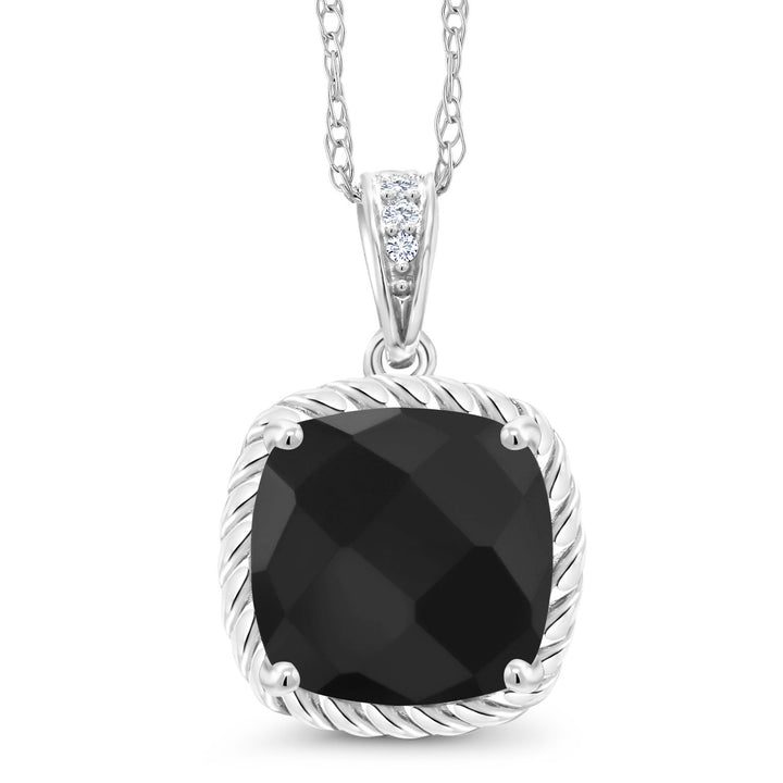 Onyx and Diamond_Pendant in 10K White Gold