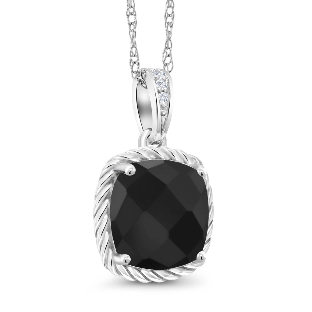 Onyx and Diamond_Pendant in 10K White Gold