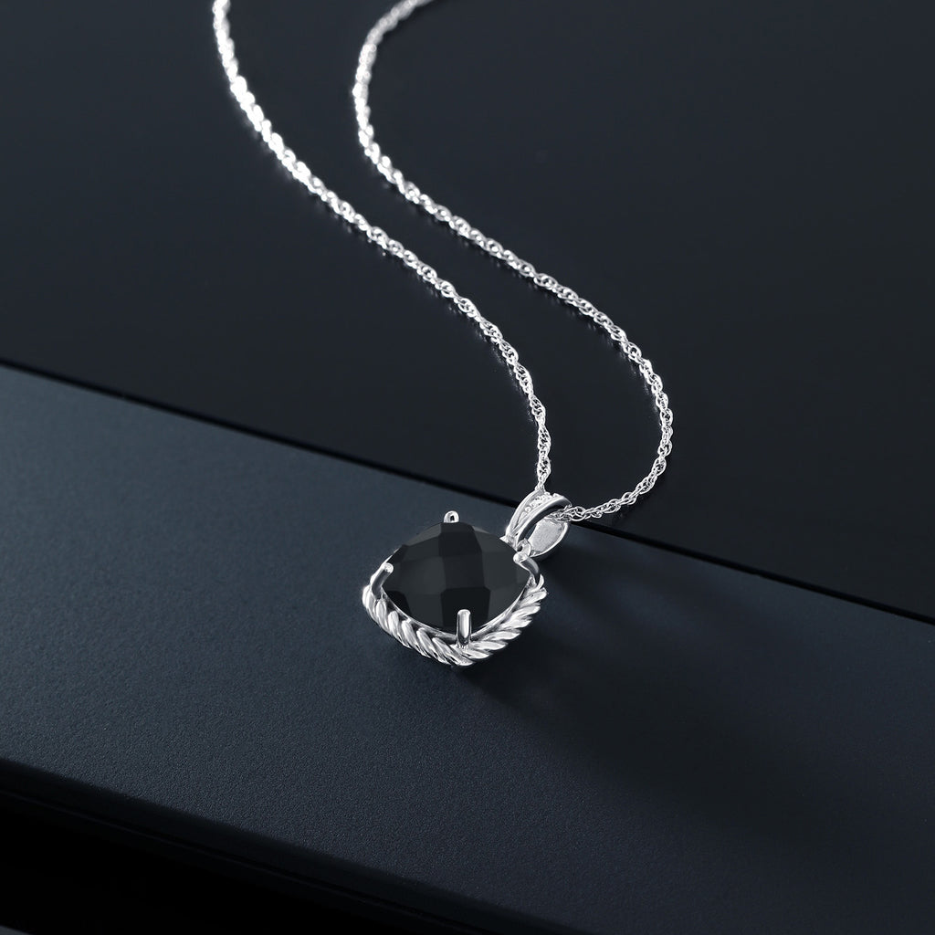 Onyx and Diamond_Pendant in 10K White Gold