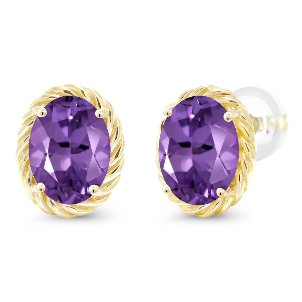 Amethyst - February_Earrings in 14K Yellow Gold
