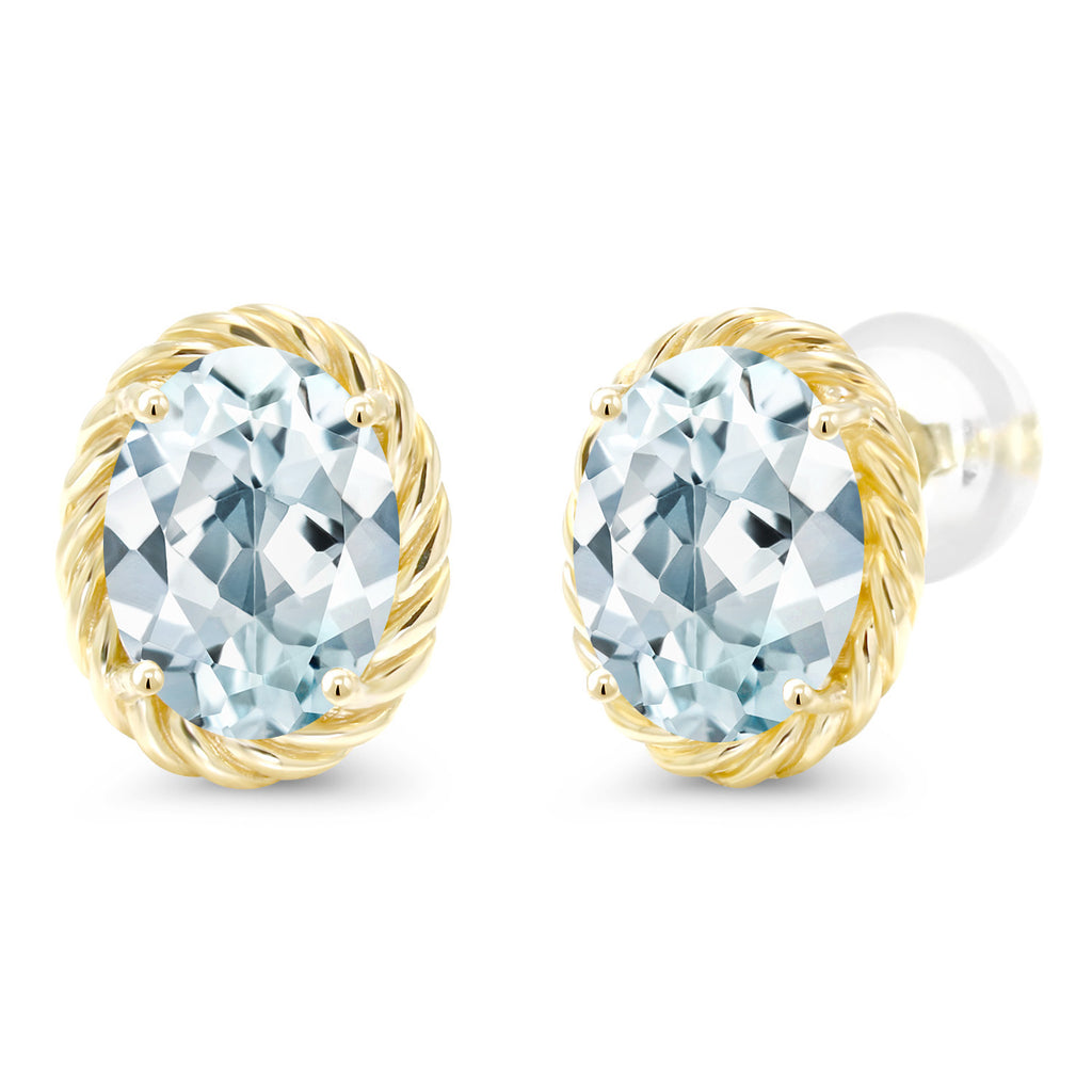 Aquamarine - March_Earrings in 14K Yellow Gold