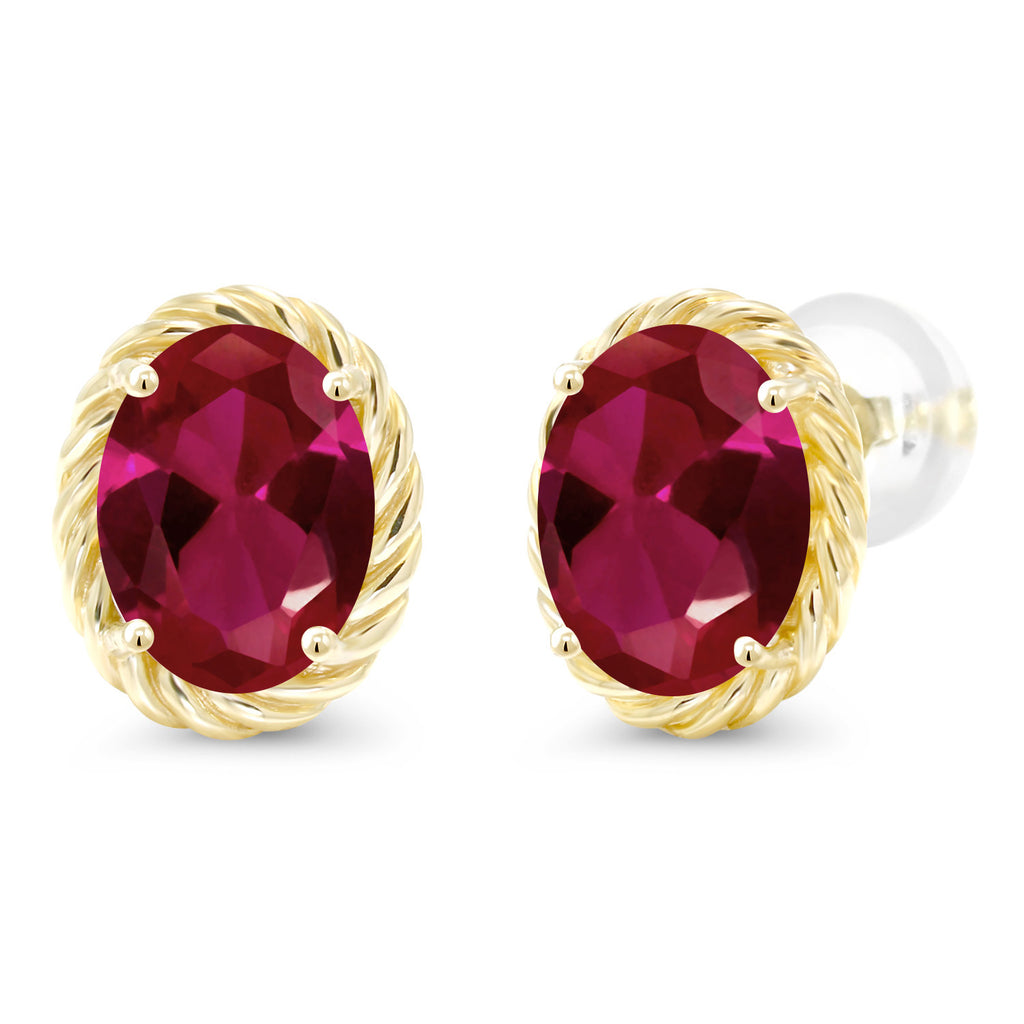 Created Ruby - July_Earrings in 14K Yellow Gold