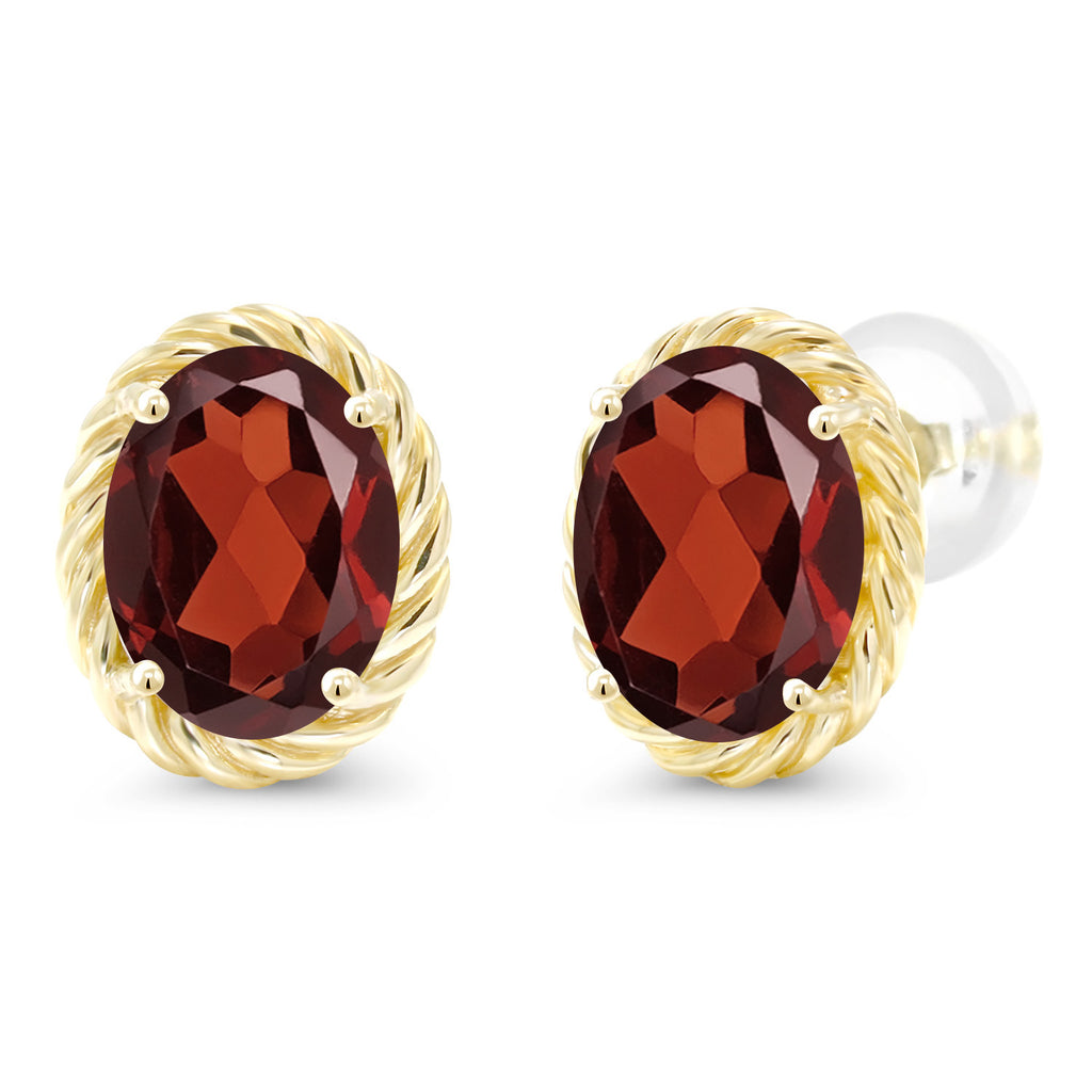 Garnet - January_Earrings in 14K Yellow Gold