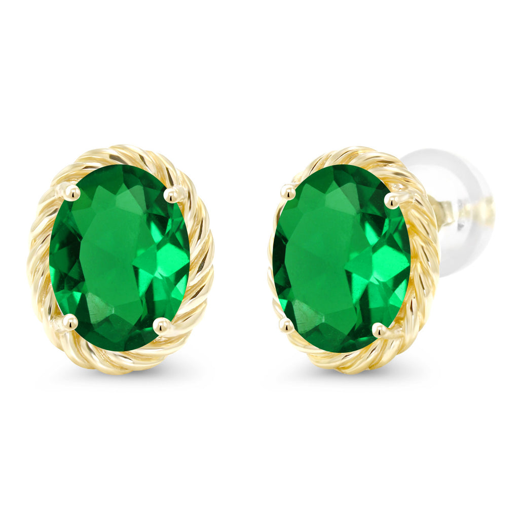 Nano Emerald - May_Earrings in 14K Yellow Gold