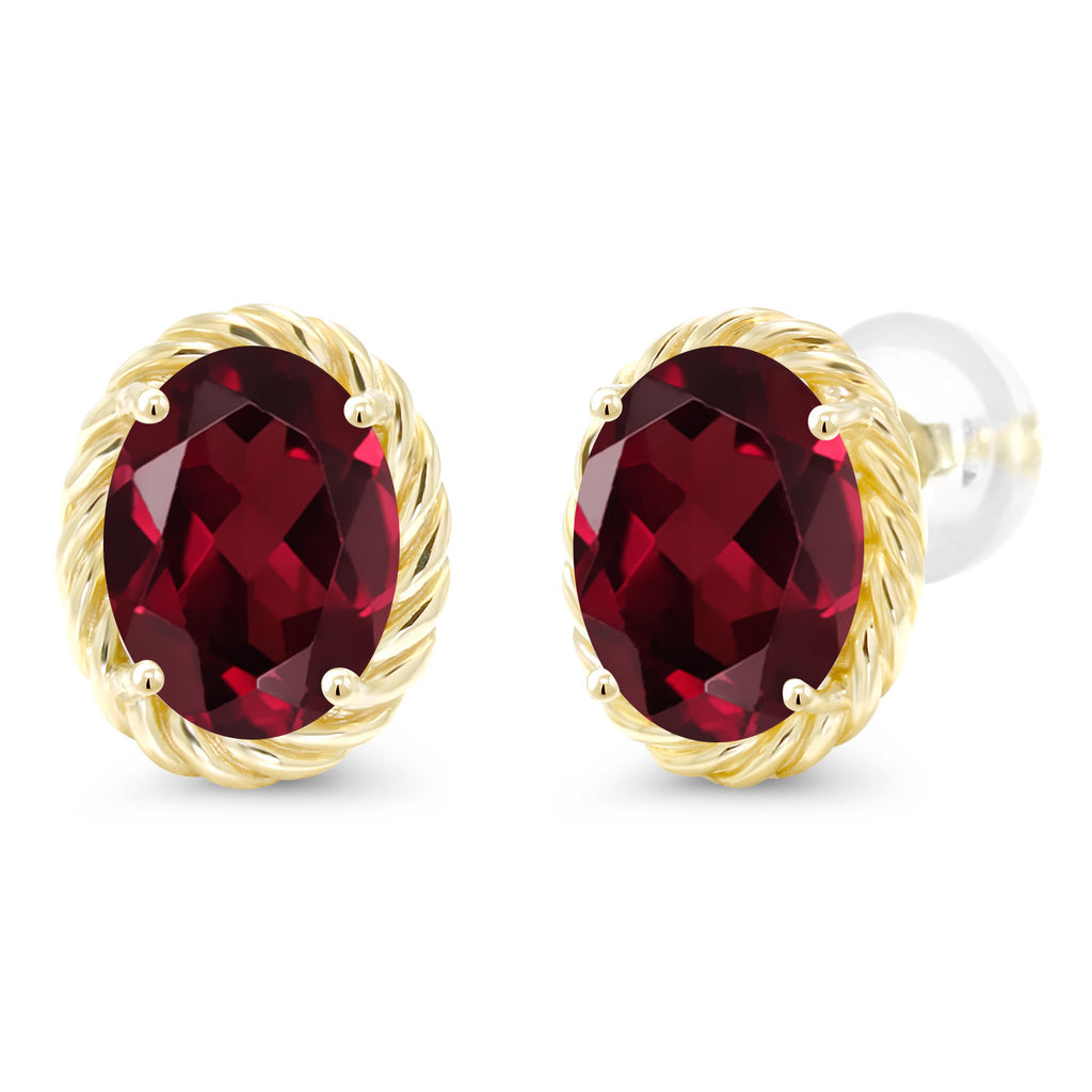 Rhodolite Garnet_Earrings in 14K Yellow Gold