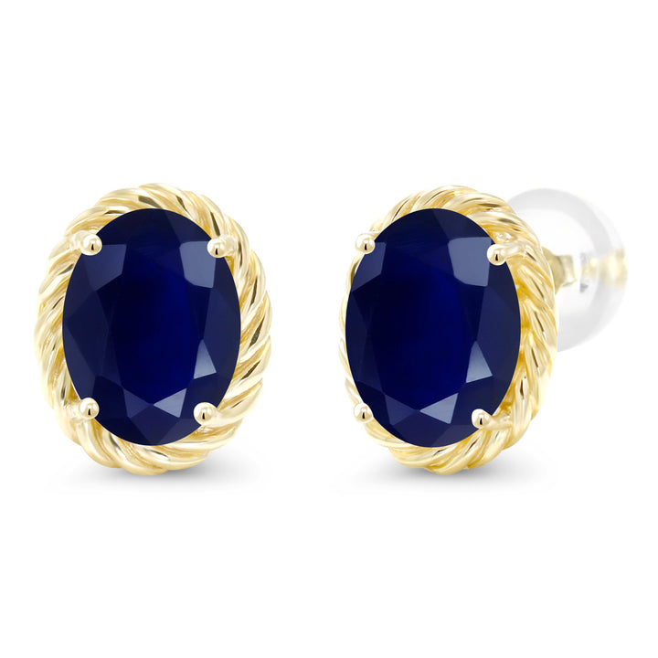 Blue Sapphire - September_Earrings in 14K Yellow Gold